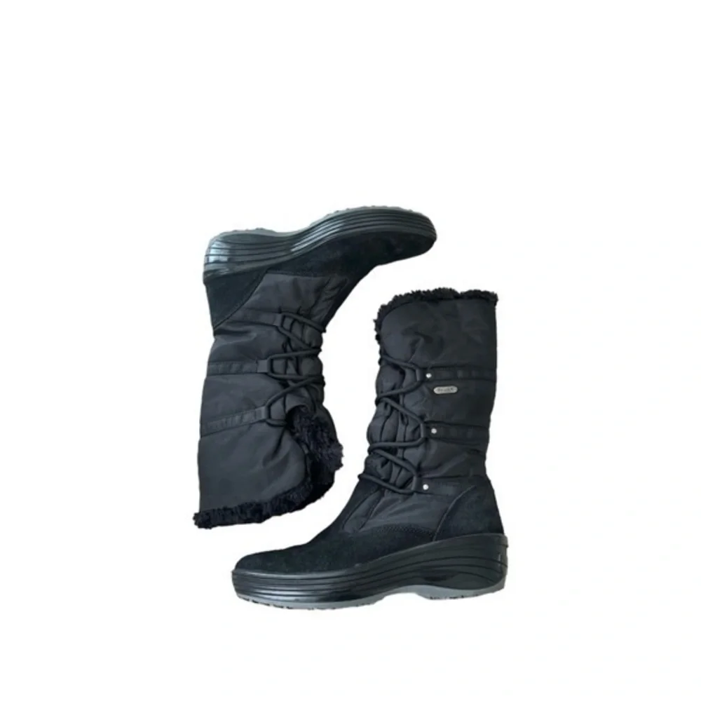 Pajar Celine Black Faux Fur Lace Up Winter Boots‎ Size 11